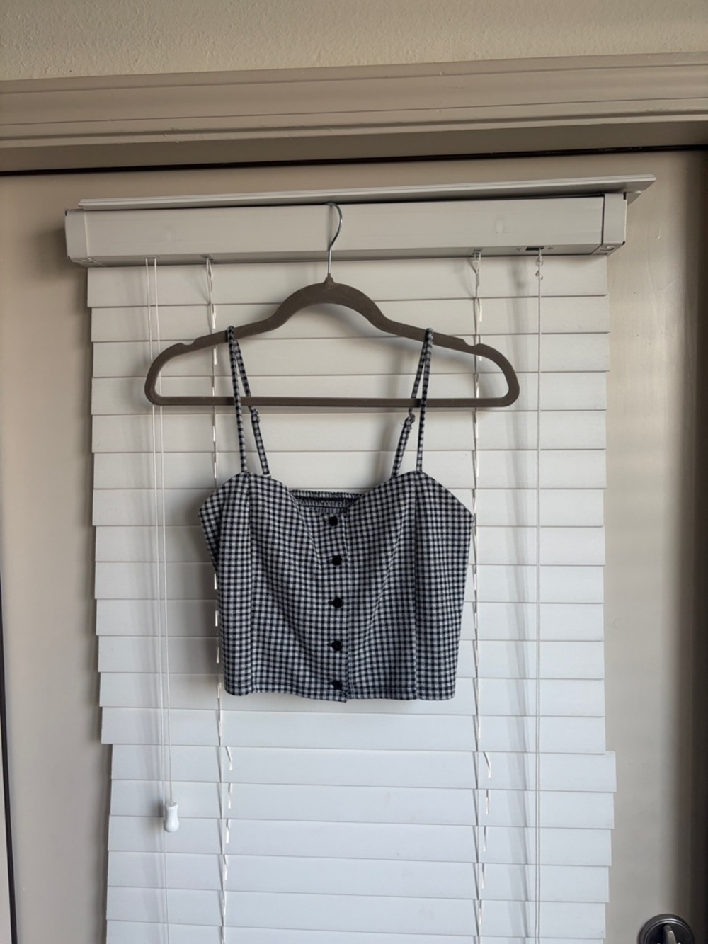 Forever 21 Black and White Gingham Cropped Cami Top